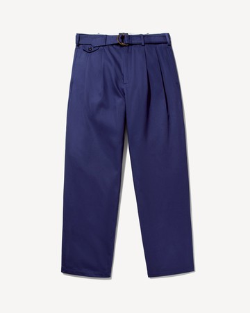 Noah Belted Double-Pleat Trousers Navy / 34