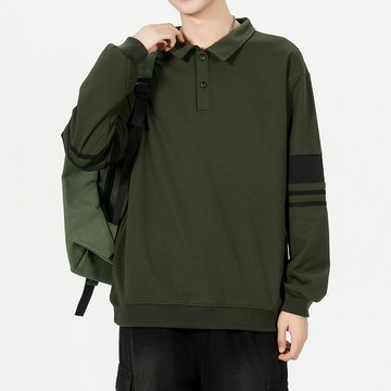 現貨+預購 長袖T恤長袖上衣-百搭翻領手臂條紋拼色男裝3色74it84【獨家進口】【米蘭精品】