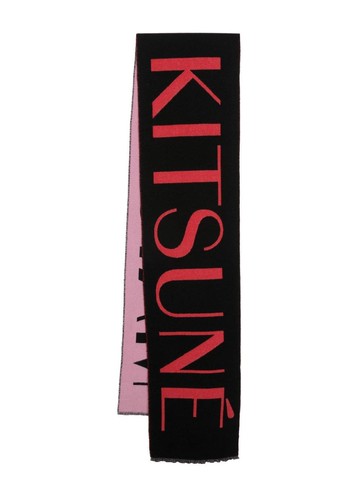 Maison Kitsuné - logo-intarsia reversible jacket - women - Virgin Wool - One Size - Black