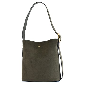 COACH 專櫃款 BLEECKER28 肩背/斜背二用水桶包-橄欖綠/附活動萬用包