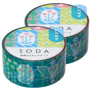 KING JIM HITOTOKI SODA 透明PET卷狀膠帶 20mm x 4m  復古  2捲