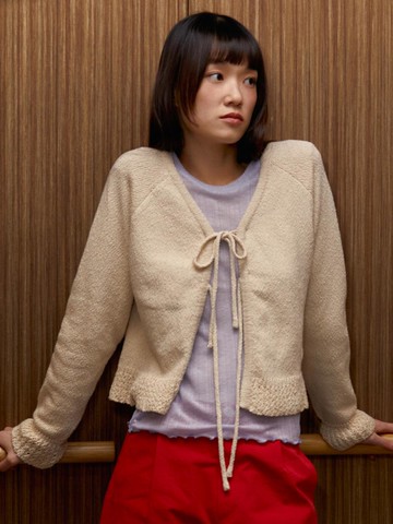 Bow Cardigan - Beige