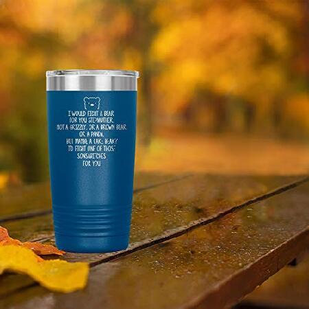 Stepmother Tumbler Travel Mug Coffee Cup Funny For Birthday Best Idea Ever Step Mother Mom Second H-16W (20oz, Blue)