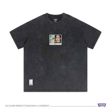 UNSERIOUS 不正經製作 之 五支菸 黑色 印花 水洗 短TEE【US084】