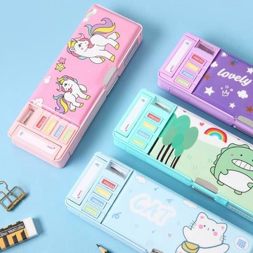 可愛卡通多功能文具盒小學生鉛筆盒雙層收納兒童文具盒高顏值筆盒