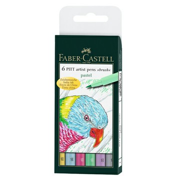 【FABER-CASTELL】輝柏 PITT藝術筆(軟毛筆頭)細芯 粉彩色系 6支入/ 盒 167163【APP滿額下單4%點數(單一帳號最高1500點)】5/31止