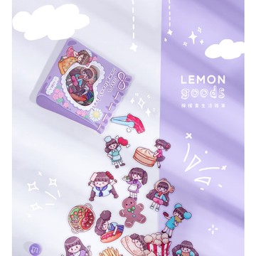 🍋檸檬青🍋台灣現貨特價售完無補桃樂樂美食集系列PET防水卡通少女貼紙6款40枚入手帳裝飾素材
