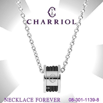 CHARRIOL夏利豪 Necklace項鍊 Forever永恆銀色吊墜4鋼索黑款 C6(08-301-1139-8)