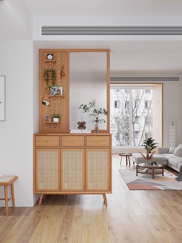 台灣公司貨 免運/支持訂製/包安裝 客廳隔斷柜玄關柜收納客廳儲物柜簡約長虹玻璃隔斷實木屏風鞋柜 屏風 玄關 隔斷 裝飾 可移動屏風 辦公屏風 家居屏風 折疊屏風 快速出貨D