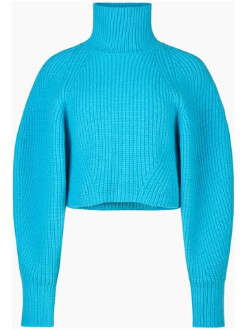 Nina Ricci - turtleneck chunky-ribbed jumper - women - Wool/Polyamide - S - Blue