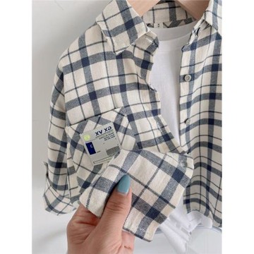 男童襯衫兒童春裝2025新款格子外套春秋款長袖襯衣秋季小童男寶寶
