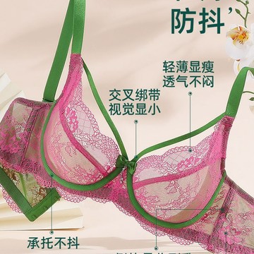 文胸套裝 性感蕾絲內衣 夏季薄款 超薄內衣 成套內衣褲 小胸顯大 性感美背 胖MM 無痕 聚攏 透氣 超薄 蕾絲內衣