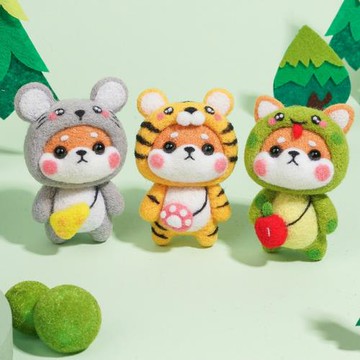 12生肖柴犬羊毛氈戳戳樂針扎手工禮物diy材料包戳戳繡扎扎搓搓樂