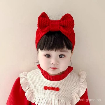 韓版公主頭箍蝴蝶結可愛嬰兒毛綫髮帶寶寶護鹵門頭扣女童碎髮劉海
