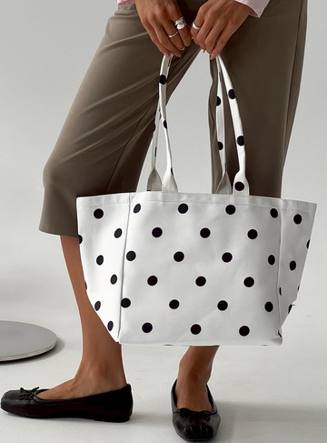 Anetta Tote Bag White Polka