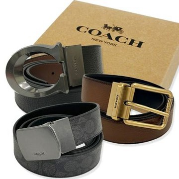 COACH 男款寬版皮帶附禮盒+紙袋(多款供選)