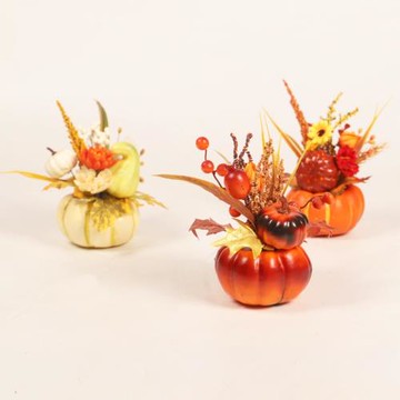 秋天裝飾仿真南瓜楓葉花卉桌面擺件創意感恩節布置手工萬圣節用品