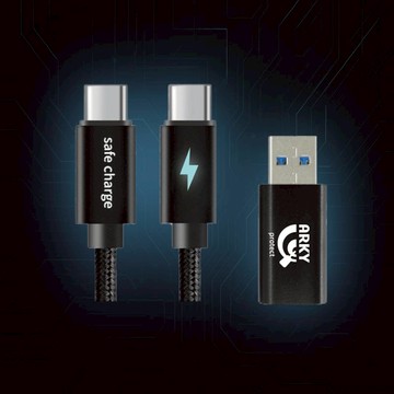 SafeCharge 防駭雙寶 USB-C to A 防駭轉接頭 + Type-C 防駭充電線 (60W快充)