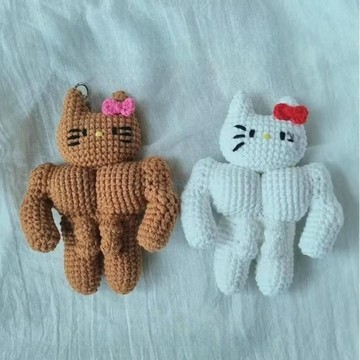 台灣出貨 2026 DIY手工 手作鈎針 反差呆萌strongkitty立體玩偶手工編織毛線鉤針自製diy材質包擺件