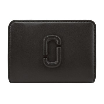 [平輸版] 【MARC JACOBS】THE J MARC平滑皮革雙折對開零錢短夾(迷你/黑)真品平輸