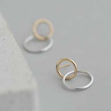 925純銀耳環耳飾-撞色環環相扣設計七夕情人節禮物女飾品73gk203【獨家進口】【米蘭精品】