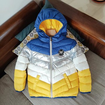 兒童連帽羽絨服冬季新款男童加厚保暖棉服拼色夾克寶寶白鴨絨外套