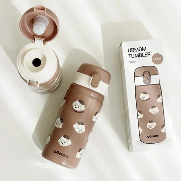 【安琪兒婦嬰百貨】UBMOM不鏽鋼直飲保溫杯330ML-可可狗