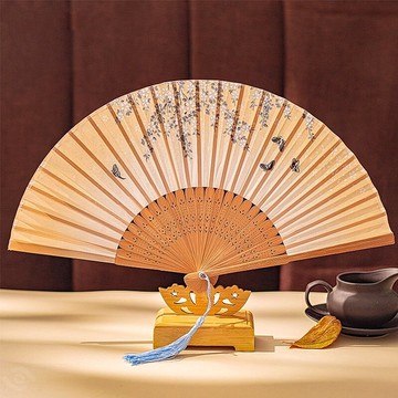 扇子折扇中國風古風女小復古折疊古典古裝流蘇布夏季跳舞舞蹈