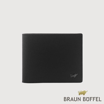【BRAUN BUFFEL】默瑟-II1 2卡中間翻透明窗短夾-黑色(德國小金牛台灣總代理)/BF384-317-BK