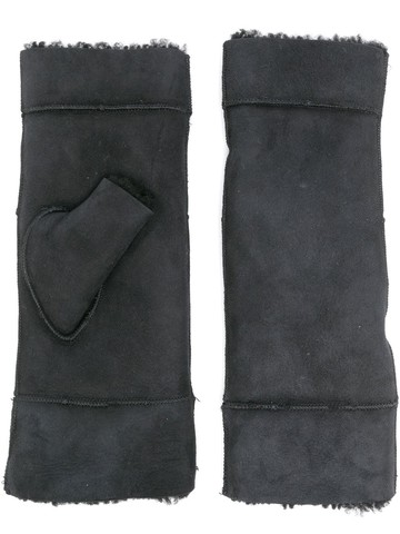 Mackintosh - shearling-lined fingerless gloves - women - Sheep Skin/Shearling - M - BLACK