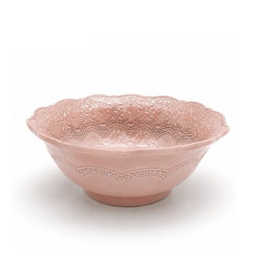 義大利VBC casa 手工浮雕蕾絲系列 25cm沙拉碗 粉紅色