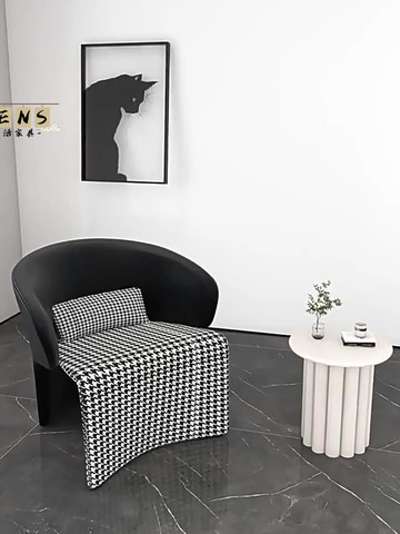 公司貨 免運 可開立發票 沙發 沙發椅 單人沙發 客廳沙發設計師單人沙發椅網紅千鳥格北歐現代客廳陽臺休閑懶人創意單椅工廠現貨直銷 售後保障 全館八折 5k830