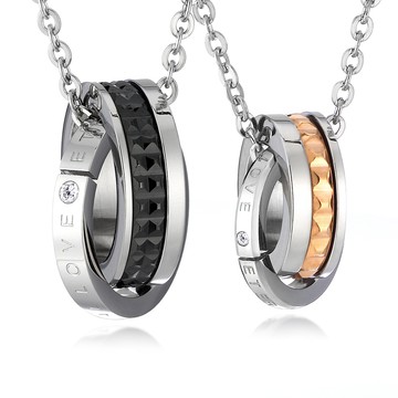 項鍊．白鋼．恆久不變．雙圈雙環．情人節推薦