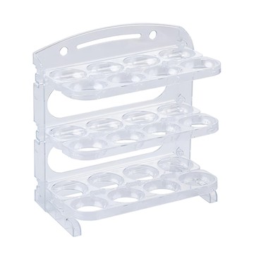 SHCJ 生活采家 可折疊三層24顆保鮮雞蛋架 PS材質 可冷藏  展開19.3 x 10.7 x 20.3cm  透明  1個