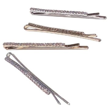 【HOOMI】簡約水鑽線夾4入（混色）（顏色隨機出貨）