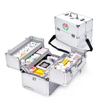 熱銷新品~醫藥箱辦公室家用常備藥鋁合金醫療箱急救包多層收納盒出診急救箱 雙11全館免運