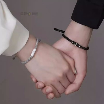 竹定情侶竹節編織手鍊時尚小眾設計 男女一對禮物情人節送女友 女學生送閨蜜手環男女情侶手鏈