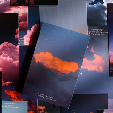 月升王國 風景明信片ins風文藝卡片明星片天空旅行墻面裝飾小清新手帳素材日系場景節日畢業季留言贈言禮物