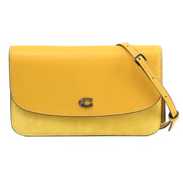 COACH C5360 HAYDEN 經典C LOGO絨面拼皮翻蓋斜背包.黃