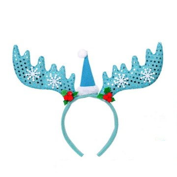 摩達客 冰藍亮片大鹿角髮箍