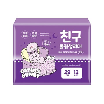 親顧超薄涼感衛生棉-量多夜用12片29cm（艾絲樂小兔）