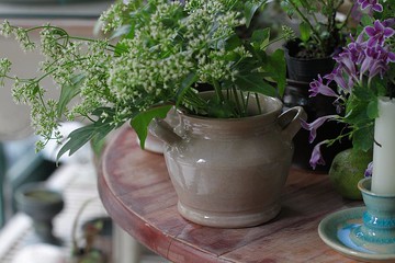 奶茶色法式雙耳花器/筆筒/奶壺