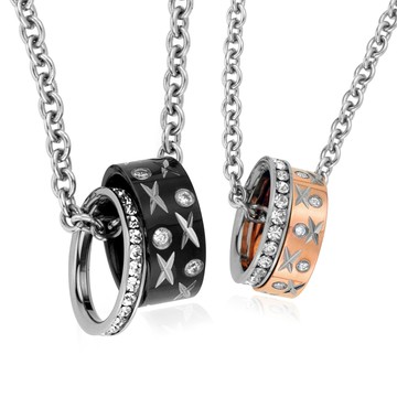 項鍊．星空戀曲．情人．白鋼．雙環項鍊