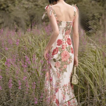 復古氣質法式淑女可鹽可甜優雅碎花連衣裙子女2022春夏季新款超仙