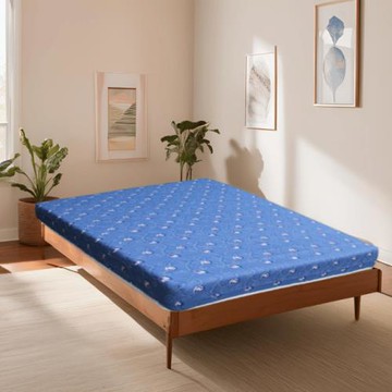 《新之森林》哈娜藍色印花2.3冬夏兩用護背床墊-雙人加大6尺