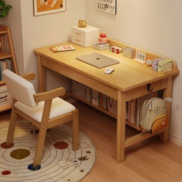 【匠俱】實木書桌 80x40x75cm 學生寫字桌 兒童學習桌 加厚抽屜桌 電腦桌 穩固實木桌