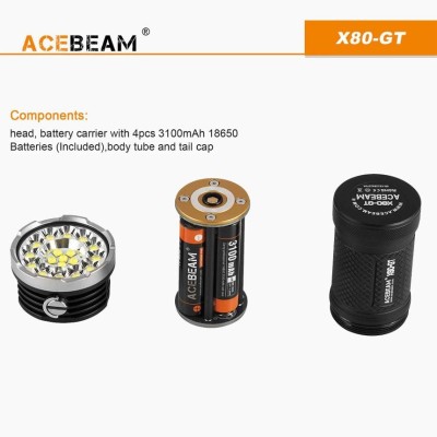 ACEBEAM X80-GT LEDハンディライトエースビーム ブラック 充電式 防水