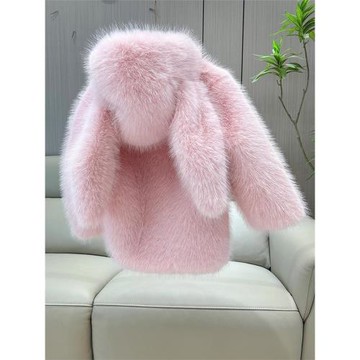 韓版女童毛毛外套寶寶可愛兔子大耳朵棉衣加厚洋氣仿皮草大衣新款