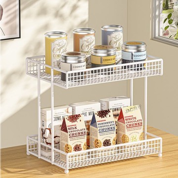 購滿99出貨 新品熱銷 桌面收納盒雙層零食置物架化妝品桌面收納置物架多層可透視收納