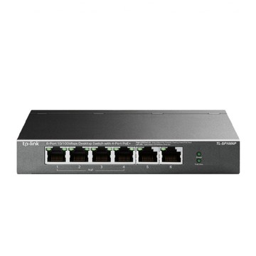 TP-Link TL-SF1006P 6埠 10/100M 桌上型/壁掛式 無網管 乙太網路 PoE交換器(金屬殼)